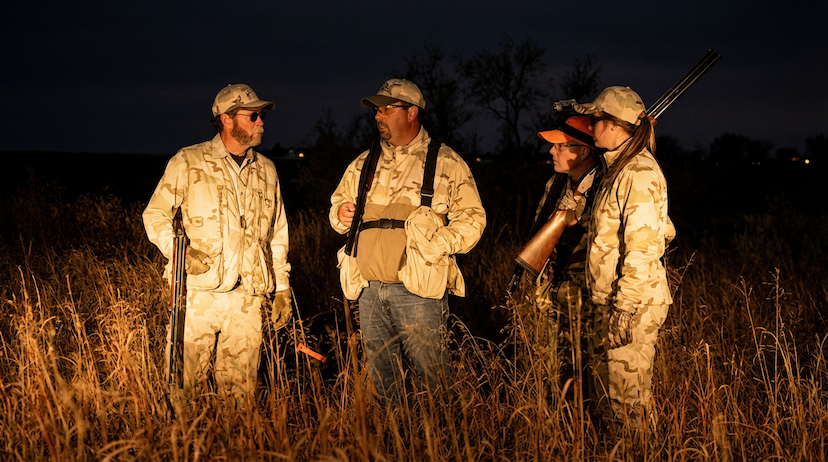 Group of hunters at night