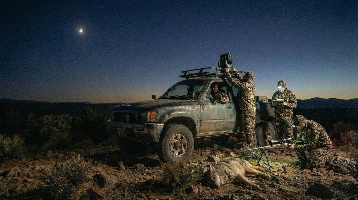 Night hunting team setup