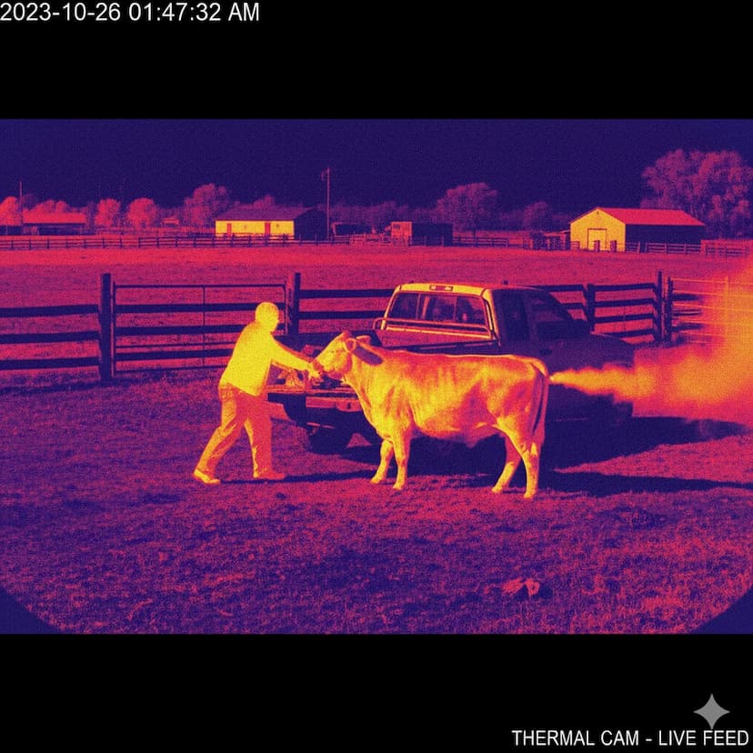Thermal live feed showing cattle theft detection